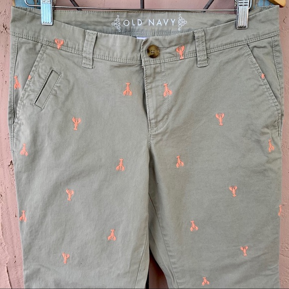 Old Navy Green Lobster Print Trousers 8 Regular - Picture 2 of 13